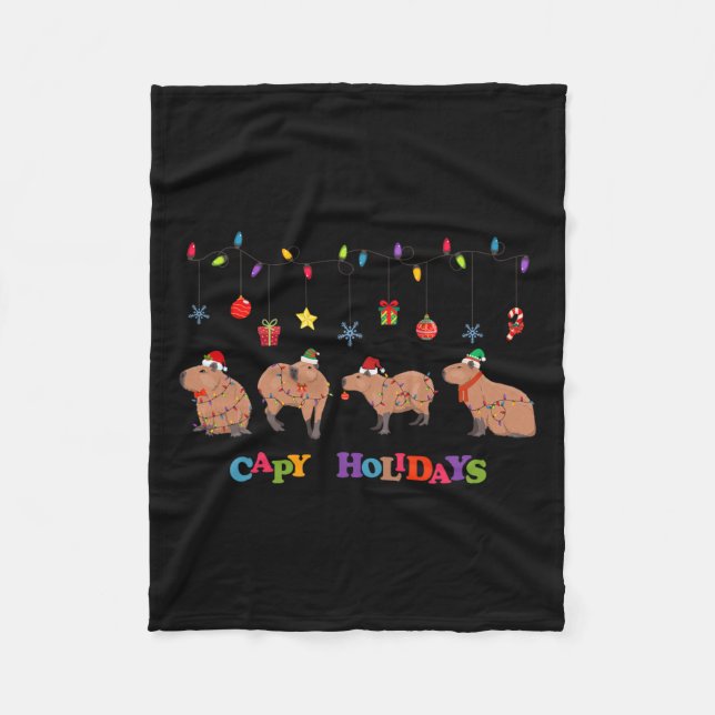 Capybara Frohe Weihnachten Capybaras Lover Funny C Fleecedecke (Vorderseite)
