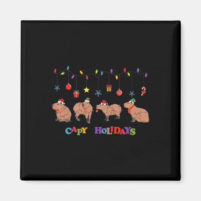 Capybara Frohe Weihnachten Capybaras Lover Funny C Magnet (Vorne)