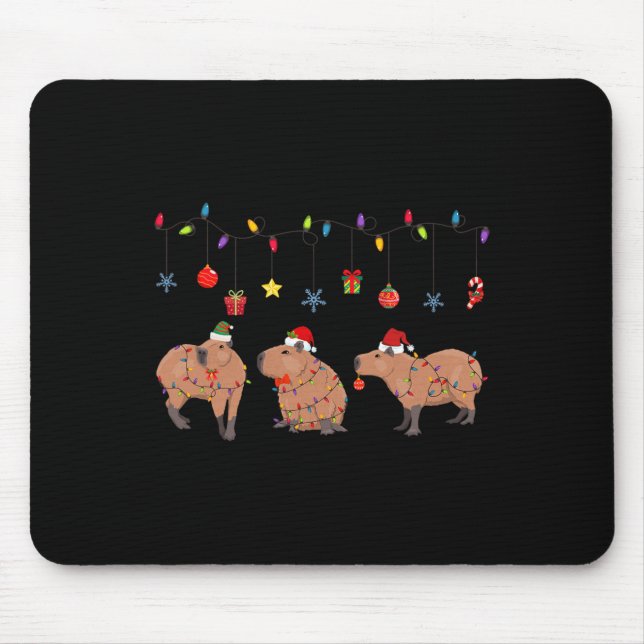 Capybara Frohe Weihnachten Capybaras Lover Funny C Mousepad (Vorne)