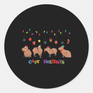 Capybara Frohe Weihnachten Capybaras Lover Funny C Runder Aufkleber