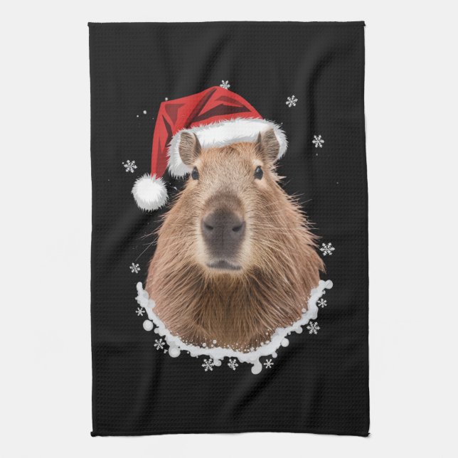 Capybara Funny Christmas Geschirrtuch (Vertikal)