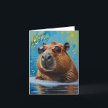 Capybara Funny Happy Birthday Card Karte<br><div class="desc">Capybara Funny Happy Geburtstagskarte sagt "Happy Birthday" auf niedlichste Weise möglich! Diese hübsche Karte verfügt über einen lächelnden Cartoon Capybara mit einer stilvollen roten Sonnenbrille und entspannen im Wasser an einem Strand. Das frische, farbenfrohe Design ist perfekt für Tierfreunde und Strandliebhaber. Egal, ob Sie einen Freund, ein Familienmitglied oder eine...</div>