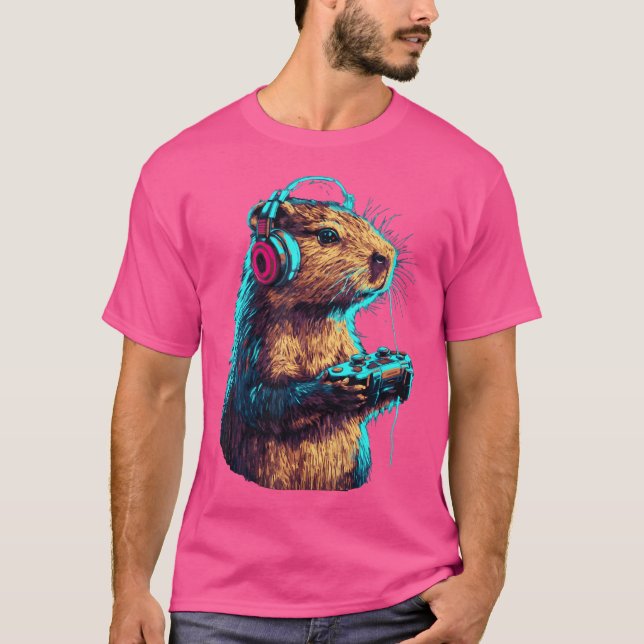 Capybara Funny Video Games Capybara T-Shirt (Vorderseite)