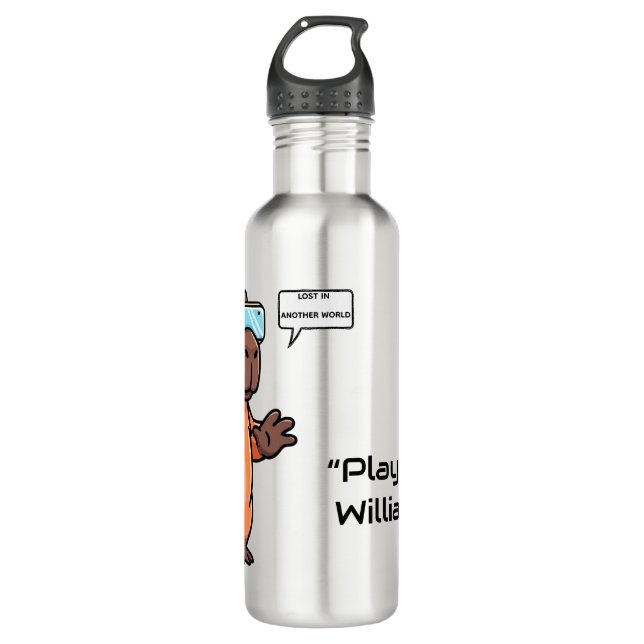 Capybara Gamer Water Bottle – Personalized Name Edelstahlflasche (Vorderseite)