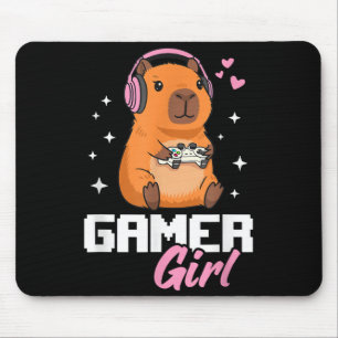 Capybara Gamerin Mädchen Gaming Mousepad