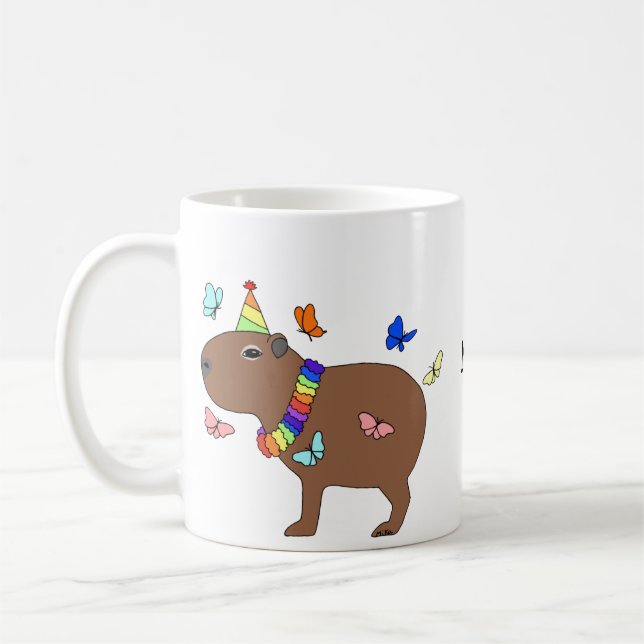 Capybara Geburtstag lustige niedliche Capybara ind Kaffeetasse (Links)