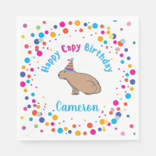 Capybara Geburtstag Niedlich Hand Illustriert farb Serviette