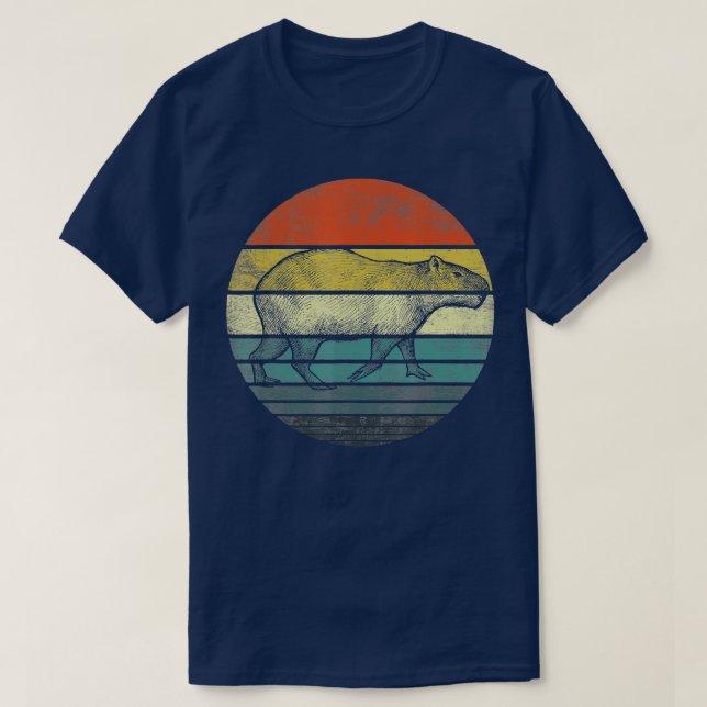 Capybara gibt Retro Sunset Animal Lover Capybara T-Shirt (Design vorne)