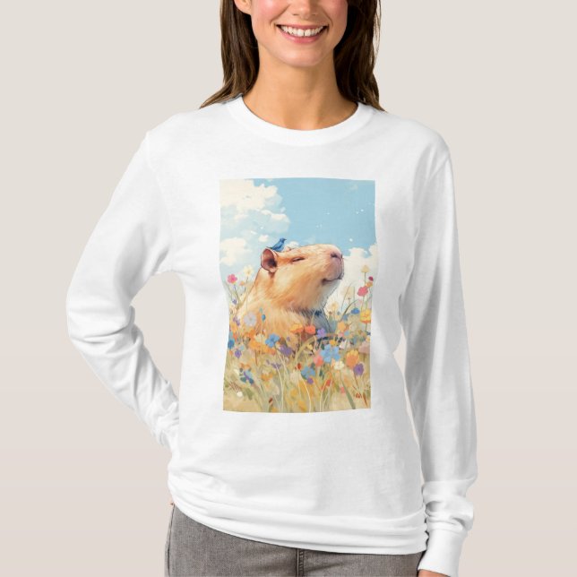 Capybara Glücklichsein T-Shirt (Vorderseite)
