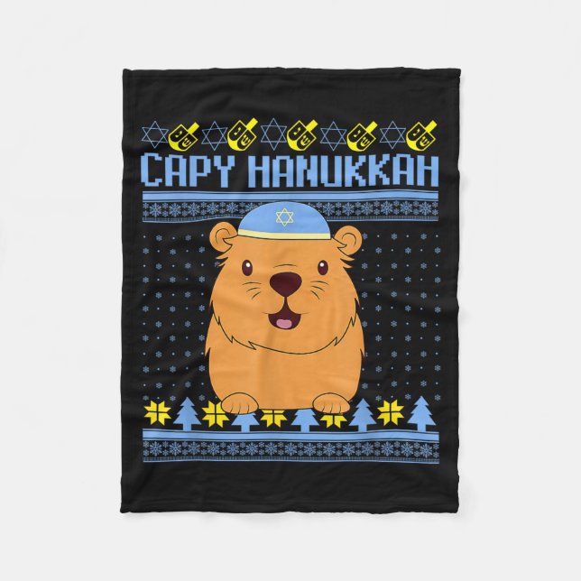 Capybara Hanukkah Capy Hanukkah Chanukah Jewish Ki Fleecedecke (Vorderseite)