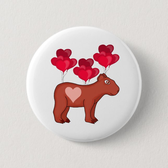 Capybara Hearts Liebe Button (Vorderseite)