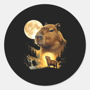 Capybara-Heulen-zum-Mond-Meme 90er-Tier Runder Aufkleber