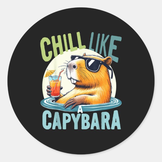 Capybara Holidays - Funny Quote Gift Zen Fashion D Runder Aufkleber (Vorderseite)