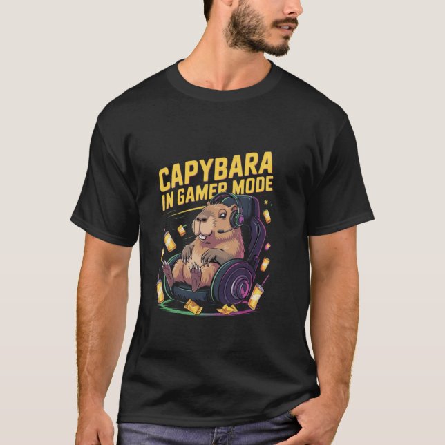 Capybara im Gamer-Modus Video Game Capybara Stuff T-Shirt (Vorderseite)