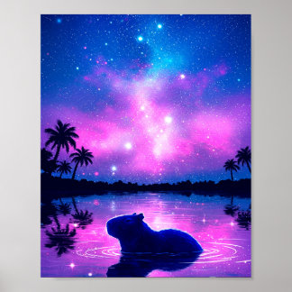 Capybara im kosmischen Himmel Poster