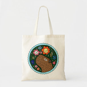 Capybara in Blume glücklich Capybara Kühlen Kuns Tragetasche