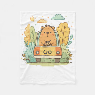 Capybara in einem Auto – Los! Motivierendes süßes Fleecedecke