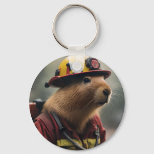"Capybara in Rettung: Feuerwehrmann außerordentlic Schlüsselanhänger