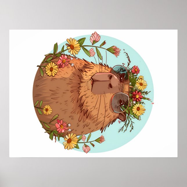 Capybara in Sonnenbrille Sommerzeit Poster (Vorne)