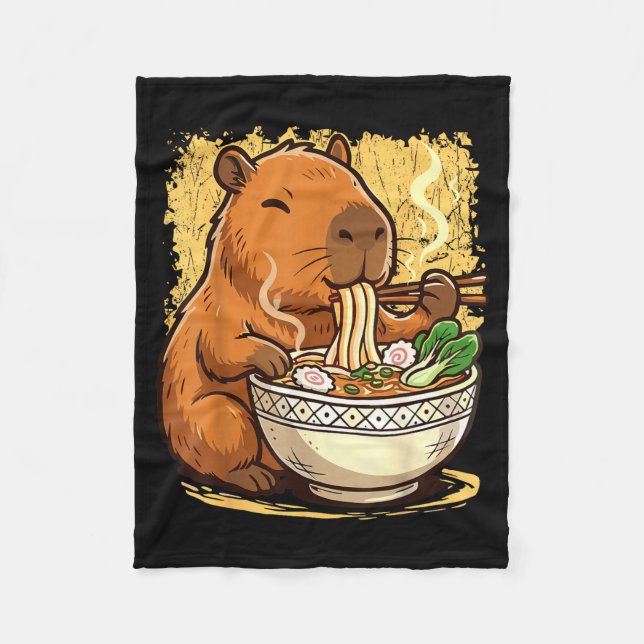 Capybara isst Ramen-Nudeln  Fleecedecke (Vorderseite)