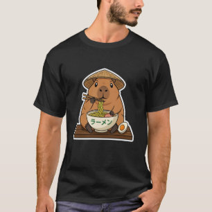 Capybara isst Ramen-Nudeln japanische Grafik Ani T-Shirt