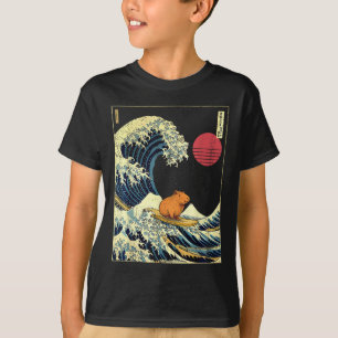 Capybara Japanische Kanagawa Welle Lustiges Surf T T-Shirt