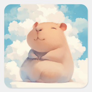 Capybara Kälte auf einer Wolke Quadratischer Aufkleber