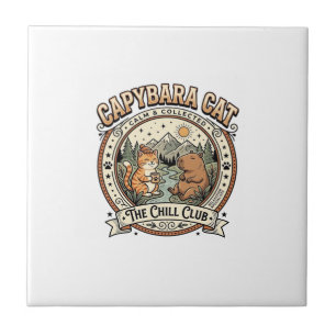 Capybara Katze Capybara Chill Katze Vintage Vektor Fliese