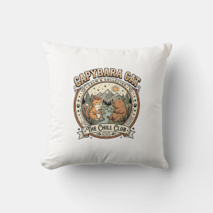 Capybara Katze Capybara Chill Katze Vintage Vektor Kissen