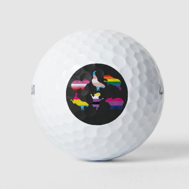 Capybara LGBTQ Rainbow Water Pig Transgender Pride Golfball (Vorderseite)