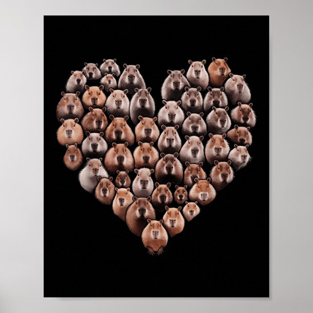 Capybara Liebe Herzens Valentine für Kinder Frauen Poster (Vorne)
