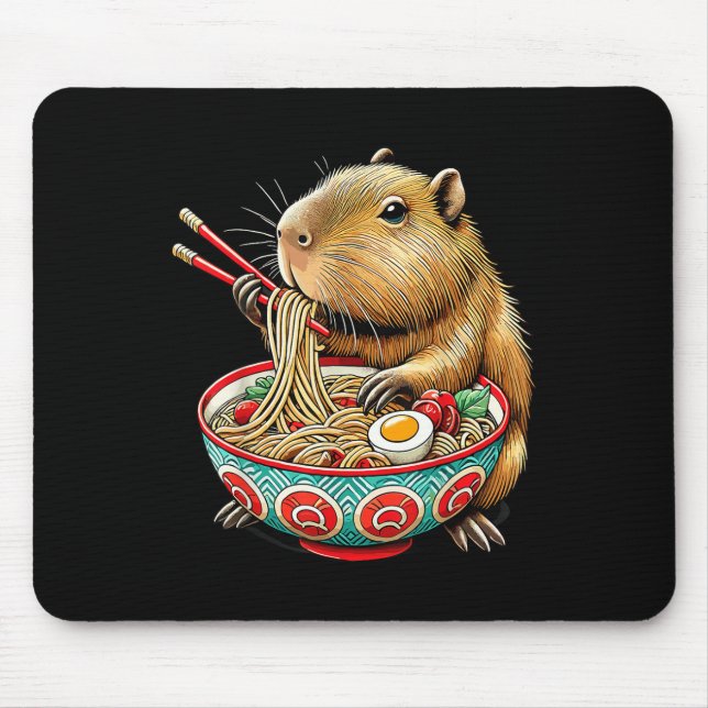 Capybara Lieben Noodle Capybara essen japanischen  Mousepad (Vorne)
