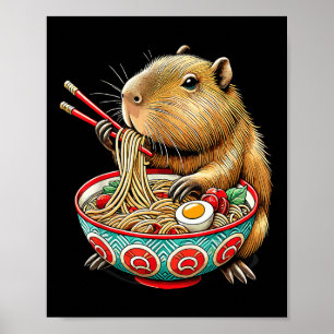 Capybara Lieben Noodle Capybara essen japanischen Poster