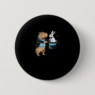 Capybara Magician Hut mit Kaninchenaufkleber Button