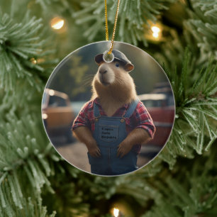 "Capybara Mechanic: Fett, Gänge und gute Roben" Keramik Ornament