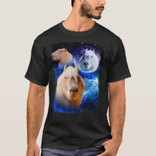 Capybara Meme Moon Funny Capybaras Vintag T-Shirt