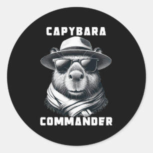 Capybara mit Sonnenbrille Capy Kommandant Runder Aufkleber