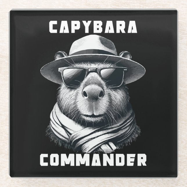 Capybara mit Sonnenbrille Kapitän Glasuntersetzer (Vorderseite)