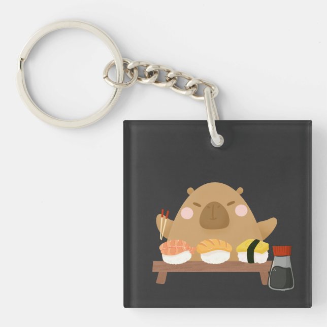 Capybara mit Sushi Schlüsselanhänger (Vorderseite)