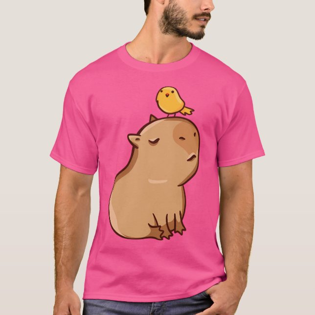 Capybara mit Vogel T-Shirt (Vorderseite)