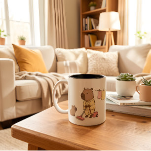 Capybara-Mutter-Tasse   Süßes & gemütliches Gesche Zweifarbige Tasse