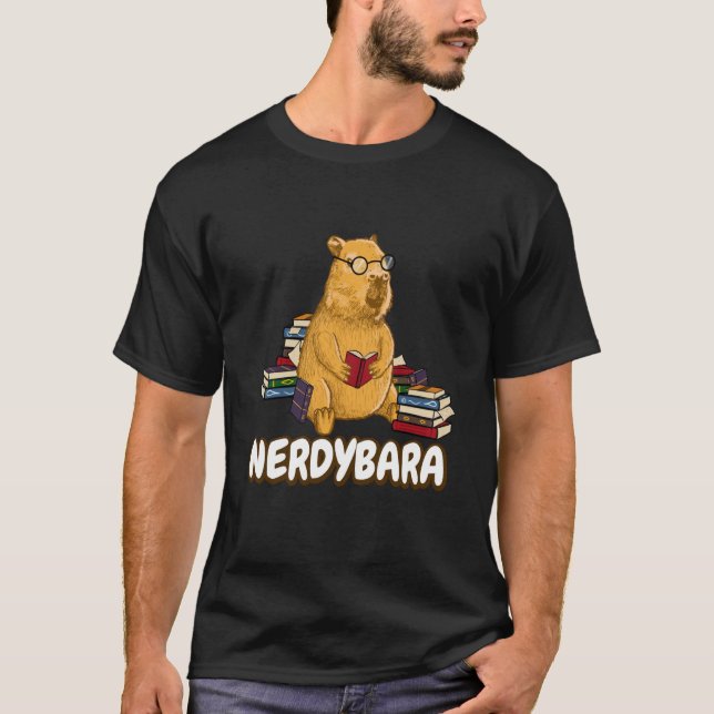 Capybara Nerdybara Book reading Teacher School Ner T-Shirt (Vorderseite)