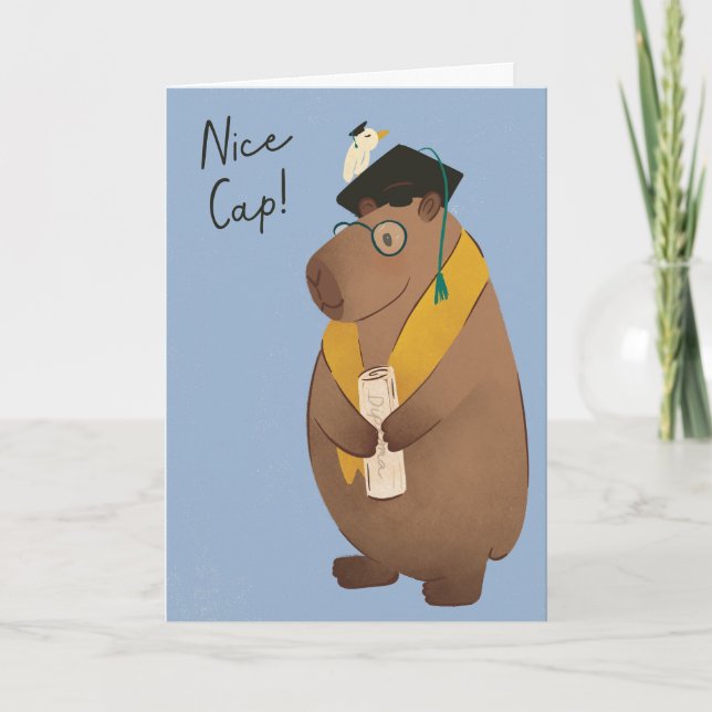 Capybara Nice Casquette Graduation Carte de voeux (Devant)