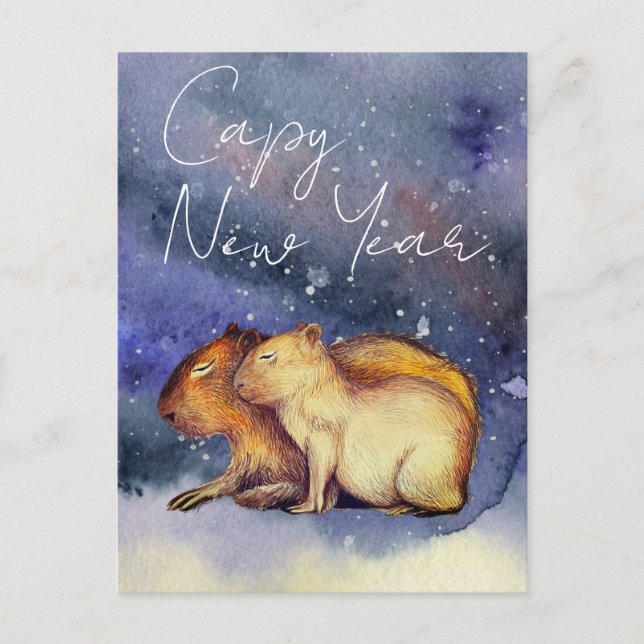 Capybara Niedliches Jahr Capybara Baby & Mama Postkarte (Vorderseite)