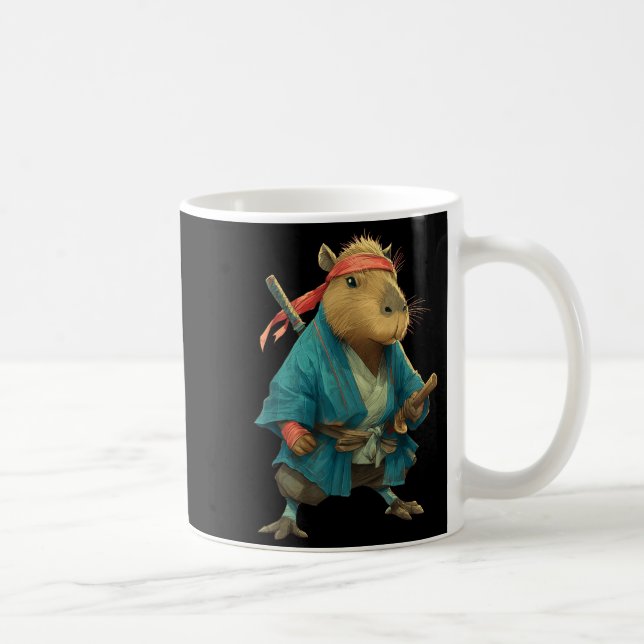 Capybara Ninja Samurai Japan Funny Japanese Graphi Kaffeetasse (Rechts)