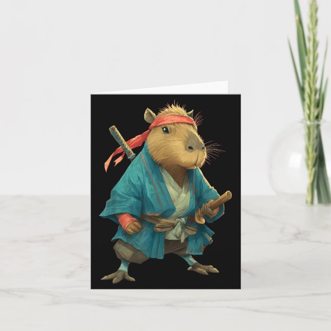 Capybara Ninja Samurai Japan Funny Japanese Graphi Karte (Vorderseite)