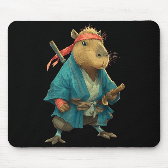 Capybara Ninja Samurai Japan Funny Japanese Graphi Mousepad (Vorne)