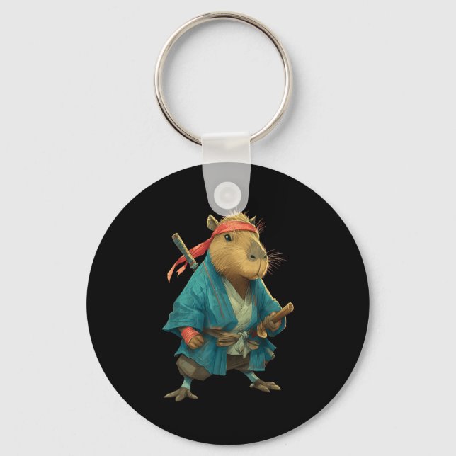 Capybara Ninja Samurai Japan Funny Japanese Graphi Schlüsselanhänger (Vorderseite)
