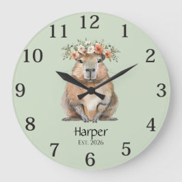 Capybara Nursery Wall Clock • Personalized Große Wanduhr