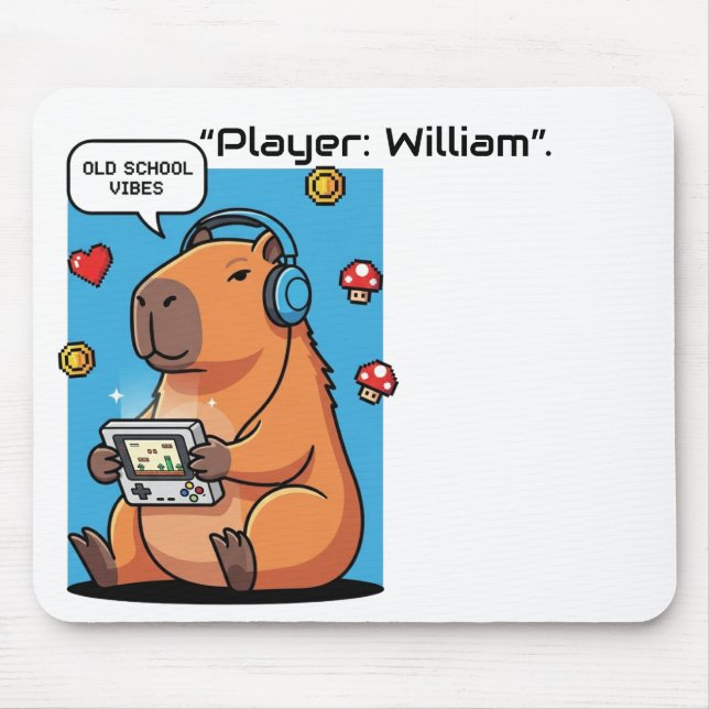 Capybara Old School Gamer Mousepad (Vorne)